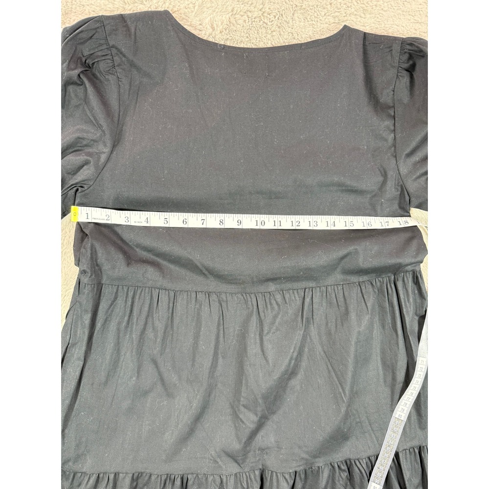 NWOT Joie Black Tiered Dress Long Sleeve Cotton Blend Mini Casual S Whimsigoth - Picture 5 of 6